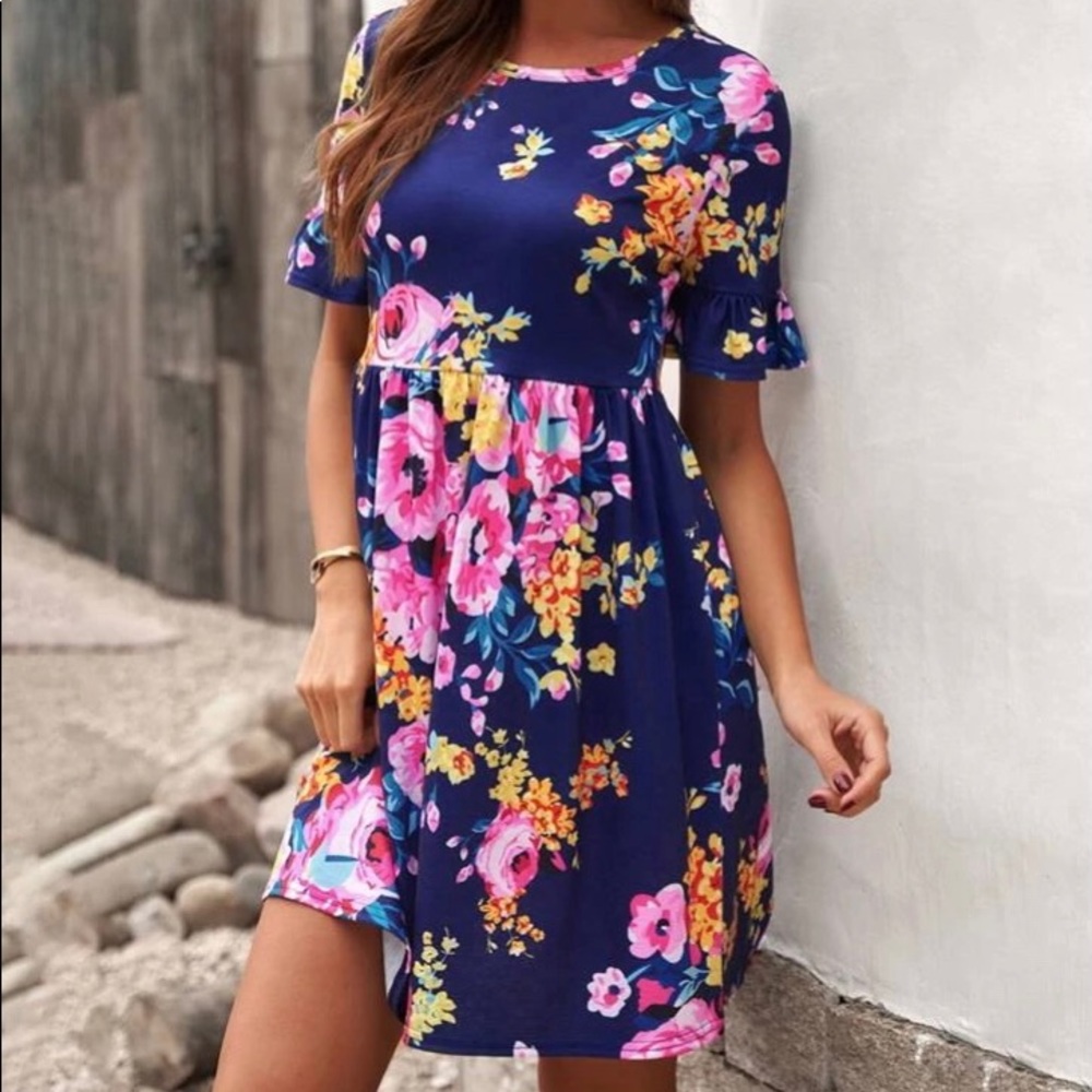 🆕NEW!🛍Royal Blue Floral Dress 🌸